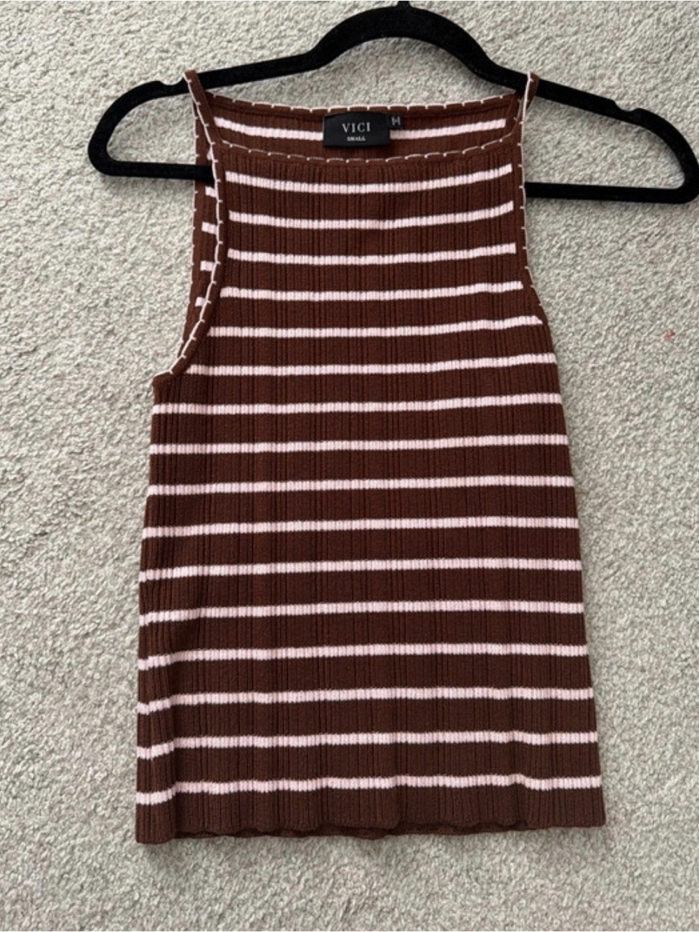 VICI Brown & Pink Ribbed Striped Tank